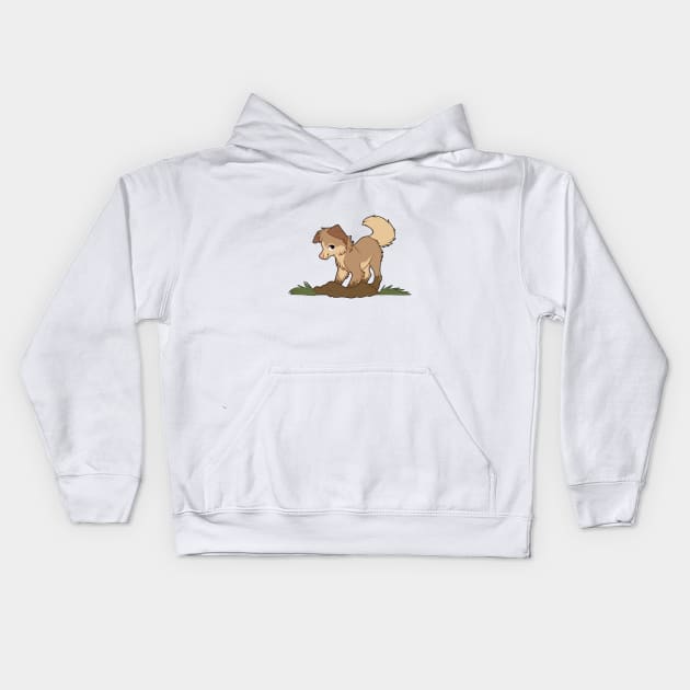 Muddy Buddy, puppy dog Kids Hoodie by SugarShocked